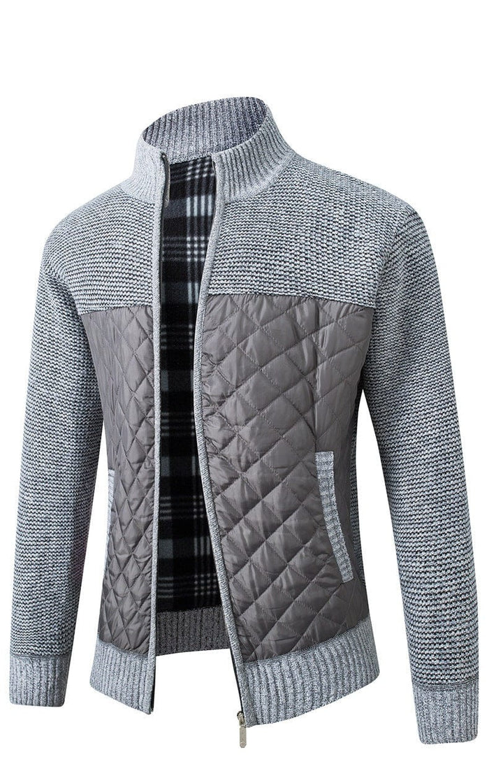 Varel | Giacca in maglia con pannelli trapuntati e zip integrale