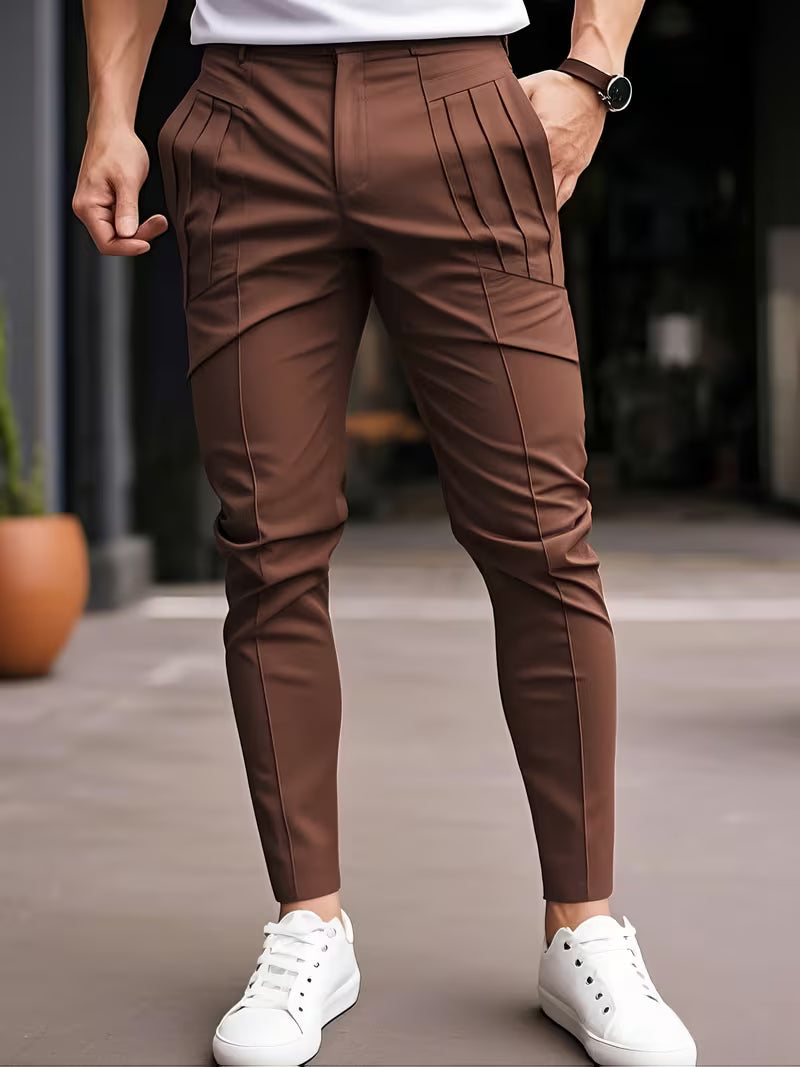 Varel | Pantaloni con pieghe e tasche, vestibilità slim