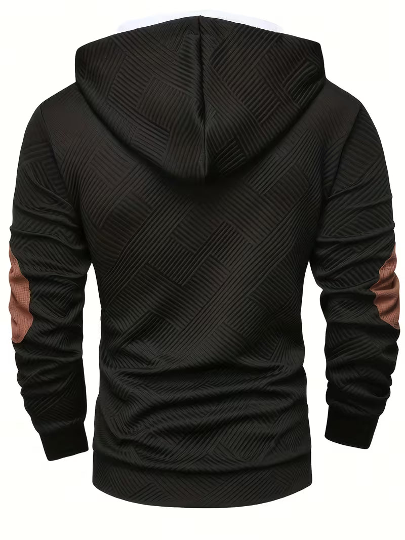 Varel | Felpa con cappuccio e texture con inserti a contrasto sui gomiti