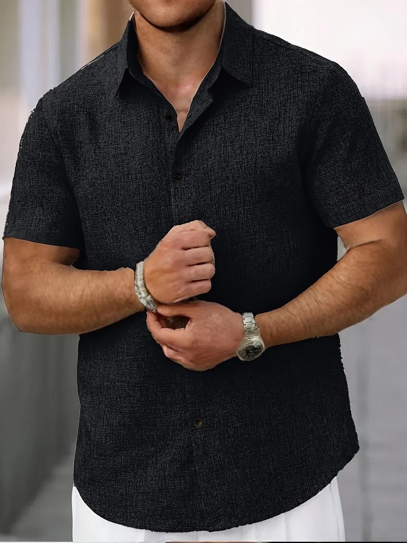 Varel | Camicia leggera a maniche corte in misto lino
