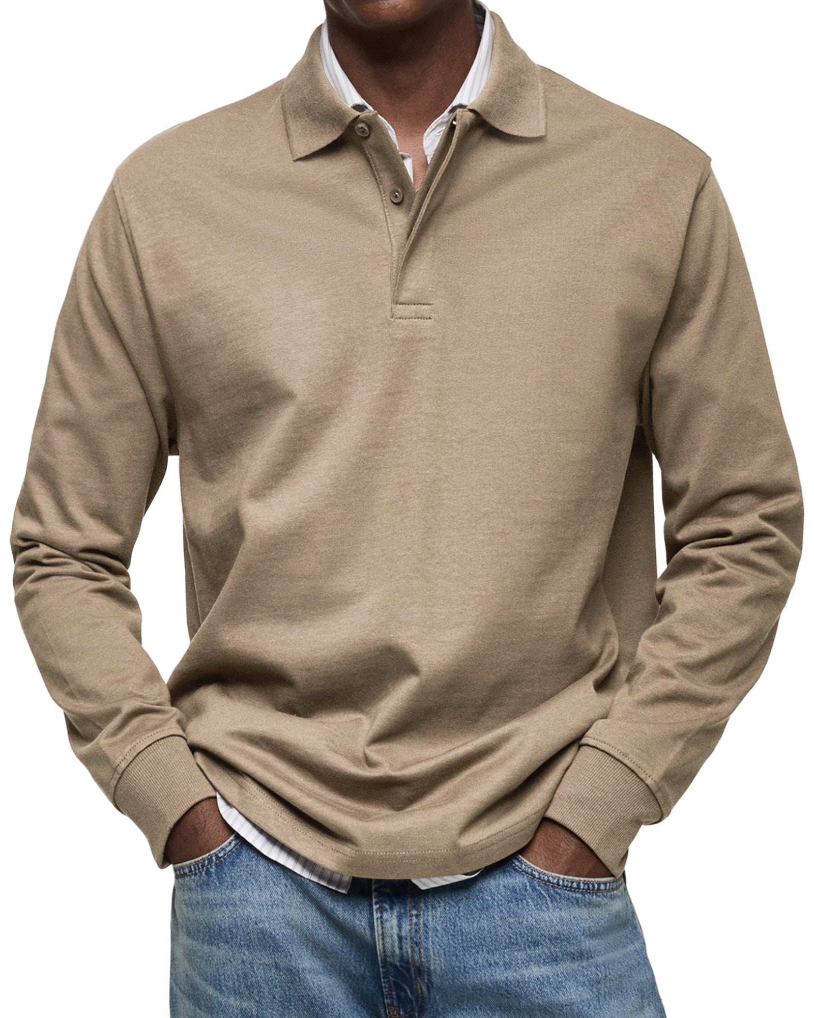 Varel | Camicia Poloshirt Casual a Maniche Lunghe