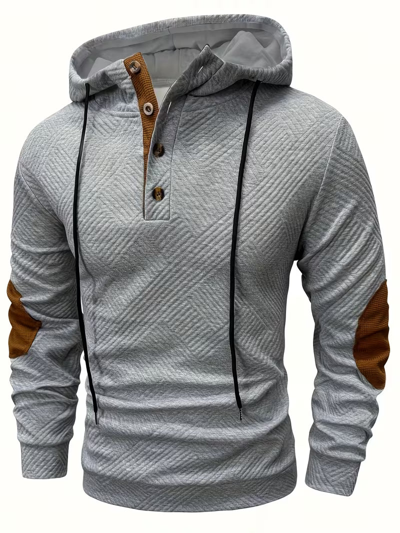 Varel | Felpa con cappuccio e texture con inserti a contrasto sui gomiti