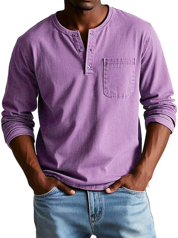 Varel | Maglietta Henley Casual con Maniche Lunghe