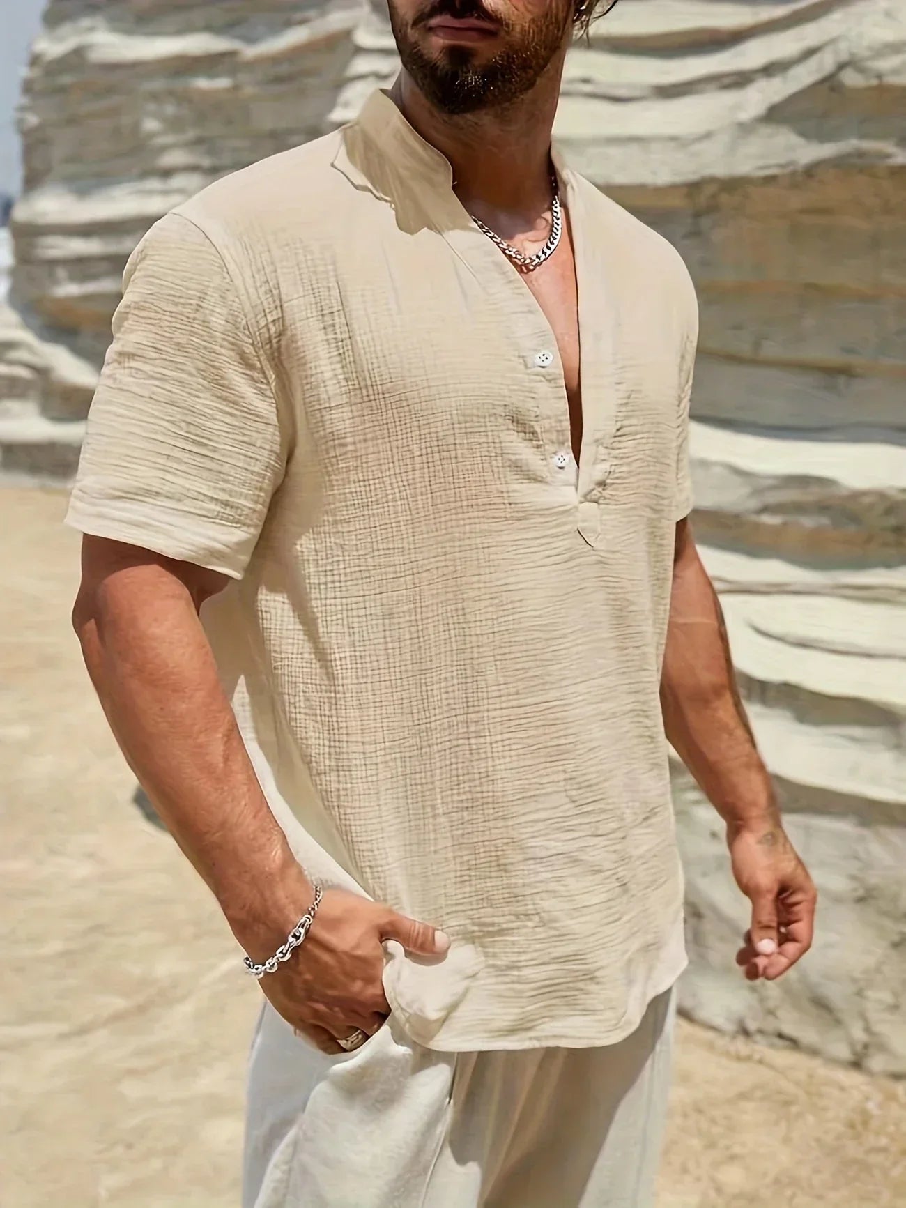 Varel | Camicia estiva elegante con colletto alto