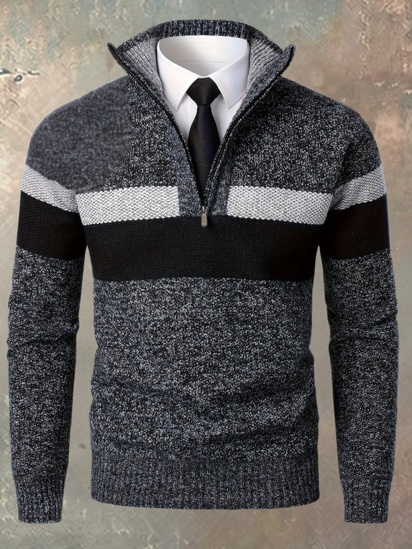 Varel | Maglione elegante da uomo con mezza zip