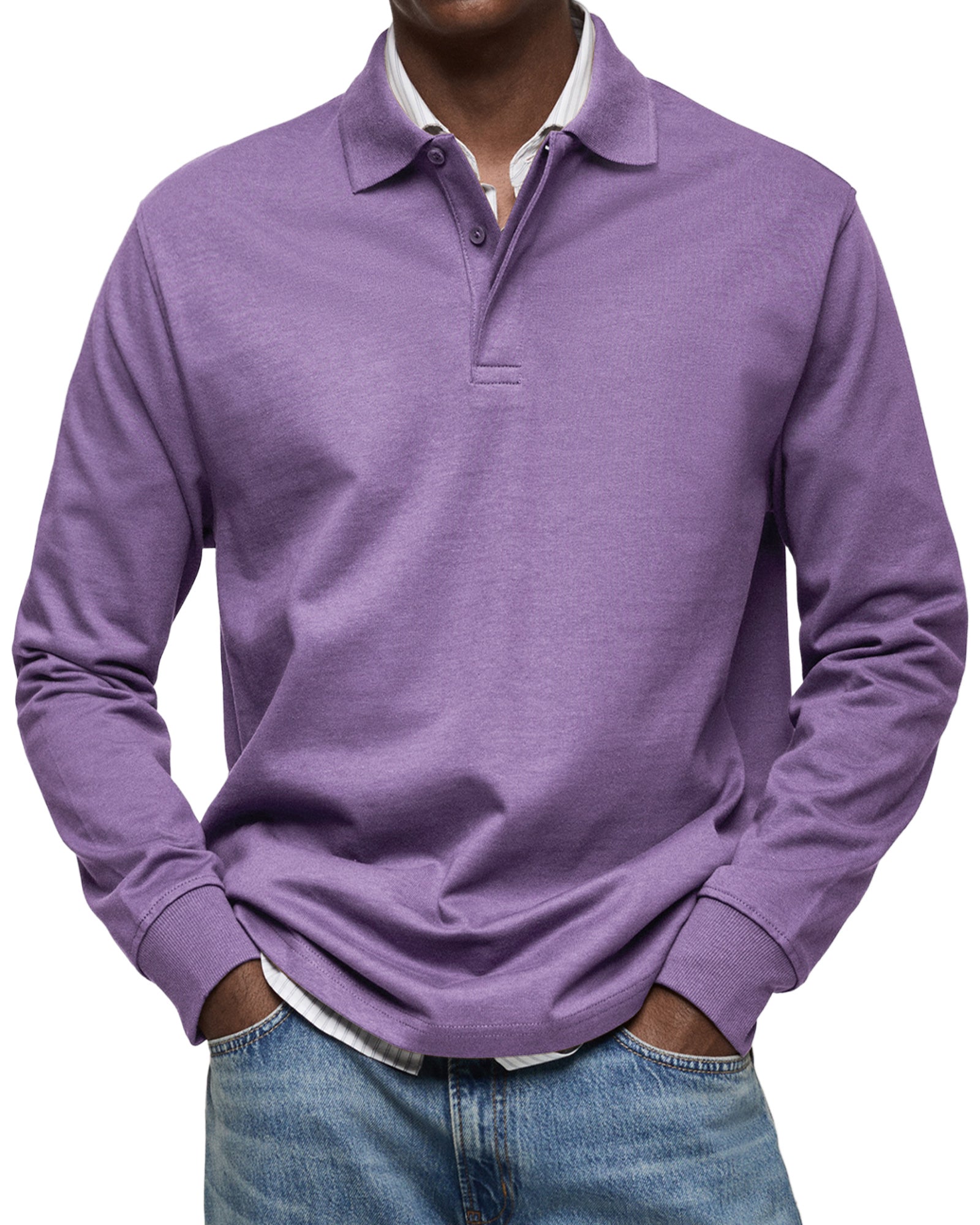Varel | Camicia Poloshirt Casual a Maniche Lunghe