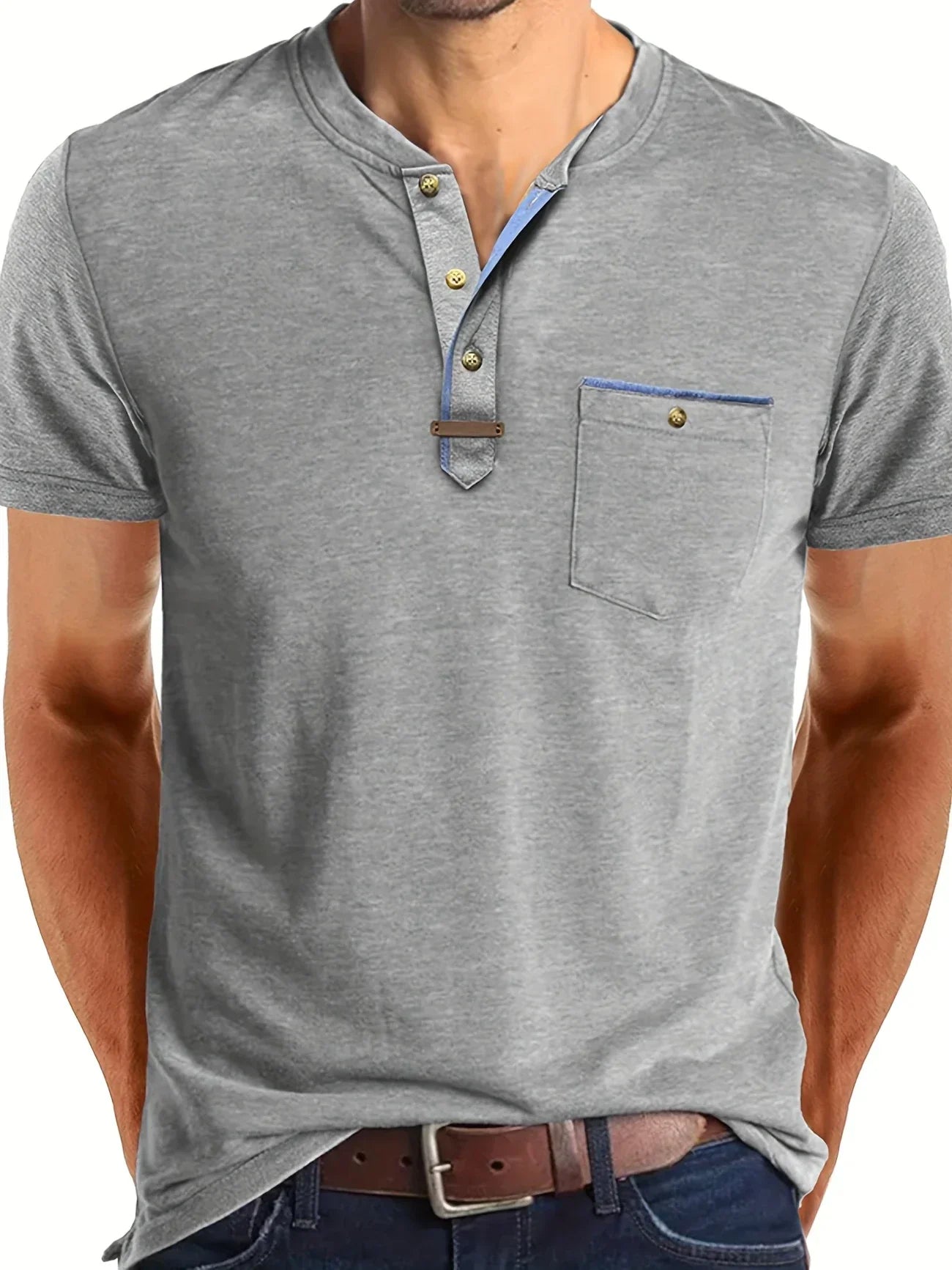 Varel | T-shirt elegante con colletto rotondo e tasca