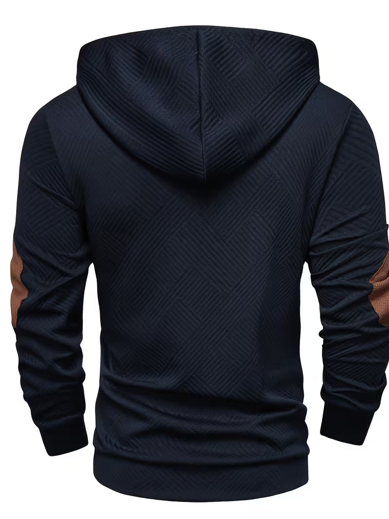 Varel | Felpa con cappuccio e texture con inserti a contrasto sui gomiti
