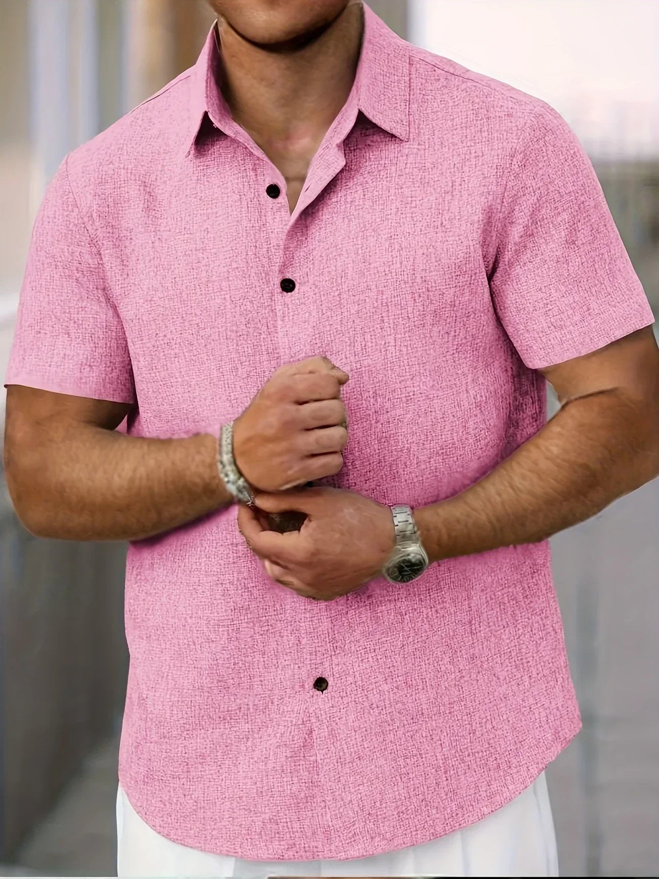 Varel | Camicia leggera a maniche corte in misto lino