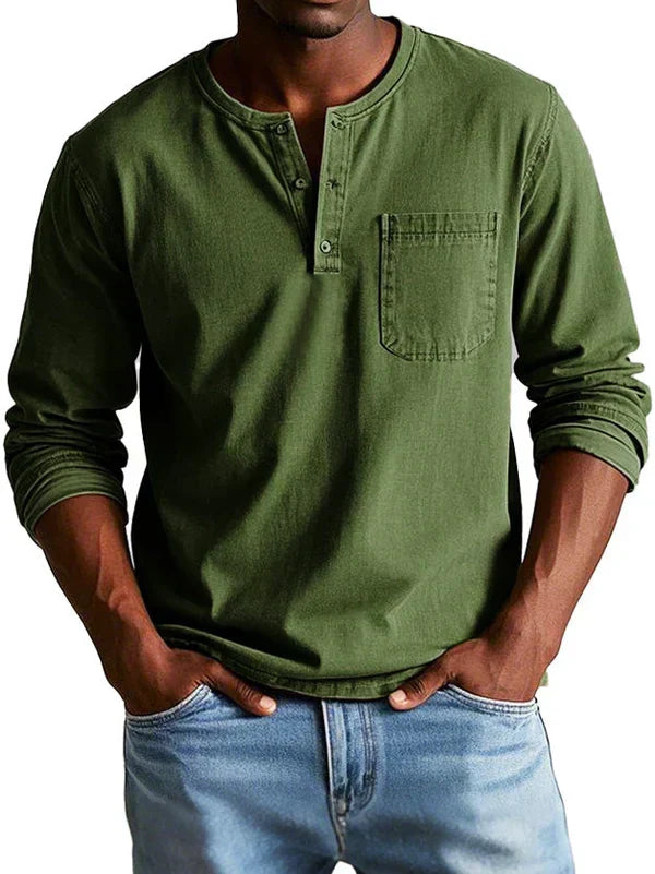 Varel | Maglietta Henley Casual con Maniche Lunghe