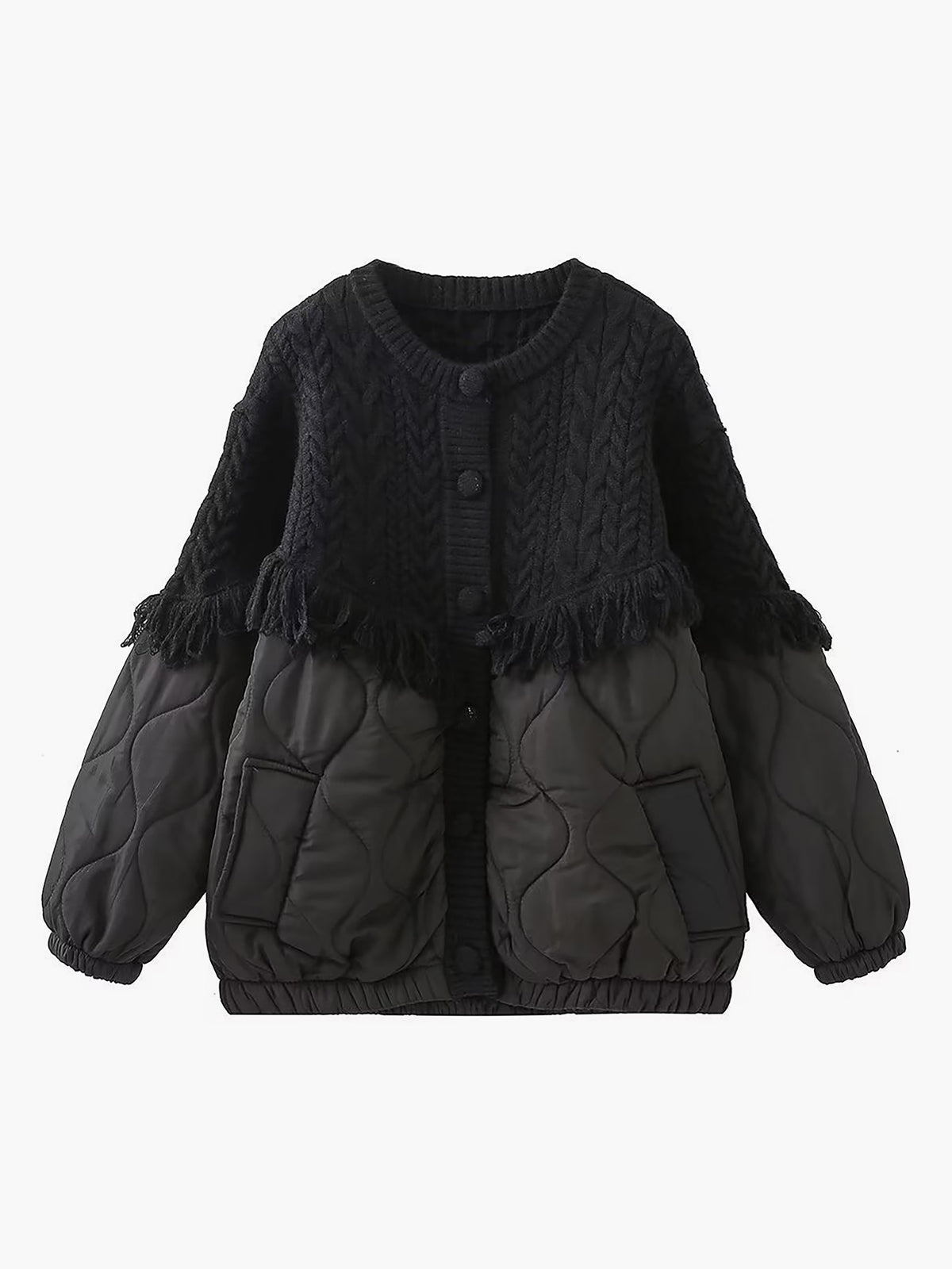 Varel | Giacca trapuntata in maglia intrecciata patchwork