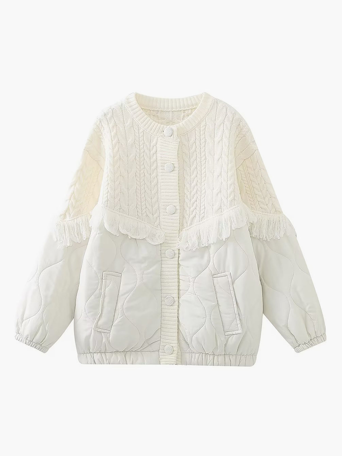 Varel | Giacca trapuntata in maglia intrecciata patchwork