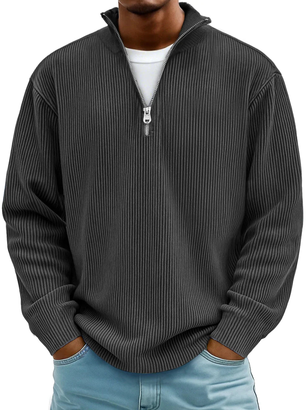 Varel | Maglione a righe con maniche lunghe e zip frontale