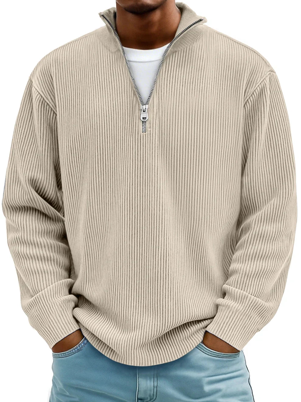 Varel | Maglione a righe con maniche lunghe e zip frontale