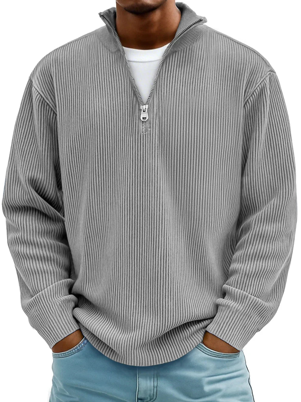 Varel | Maglione a righe con maniche lunghe e zip frontale