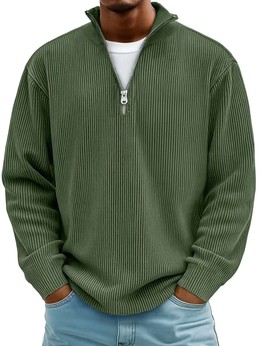 Varel | Maglione a coste con collo a zip