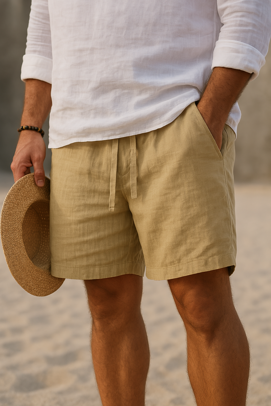Varel | Pantaloni corti eleganti in lino con vita elastica