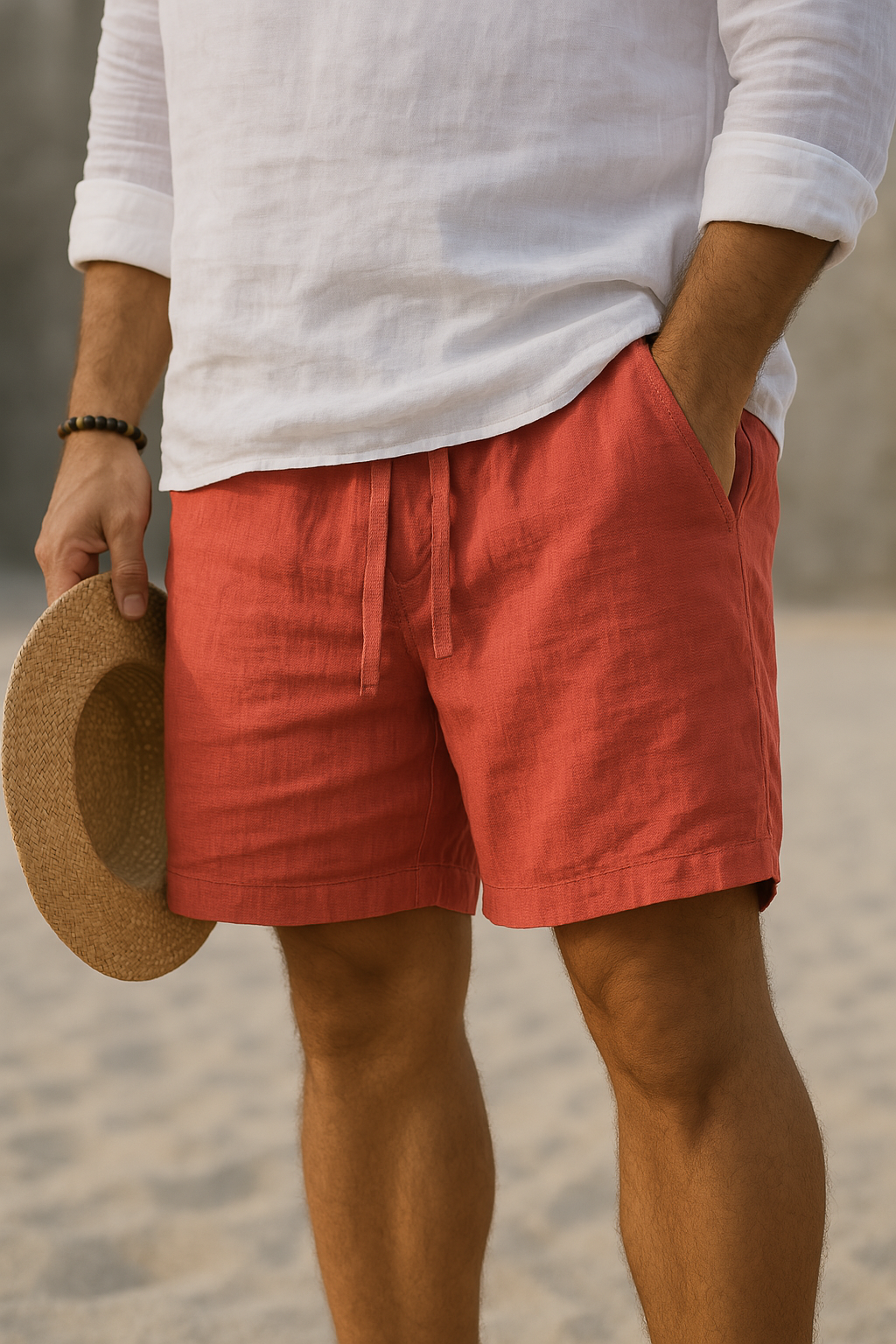 Varel | Pantaloni corti eleganti in lino con vita elastica