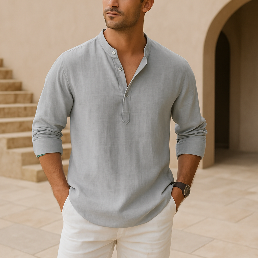 Varel | Camicia Henley in cotone effetto lino