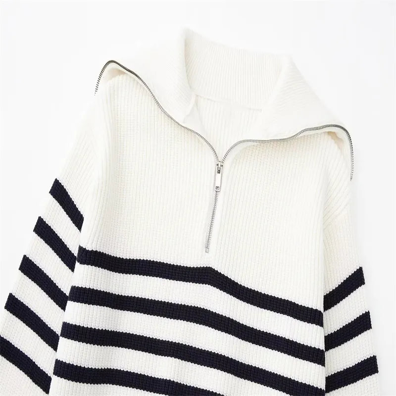 Varel | Pullover con zip a righe