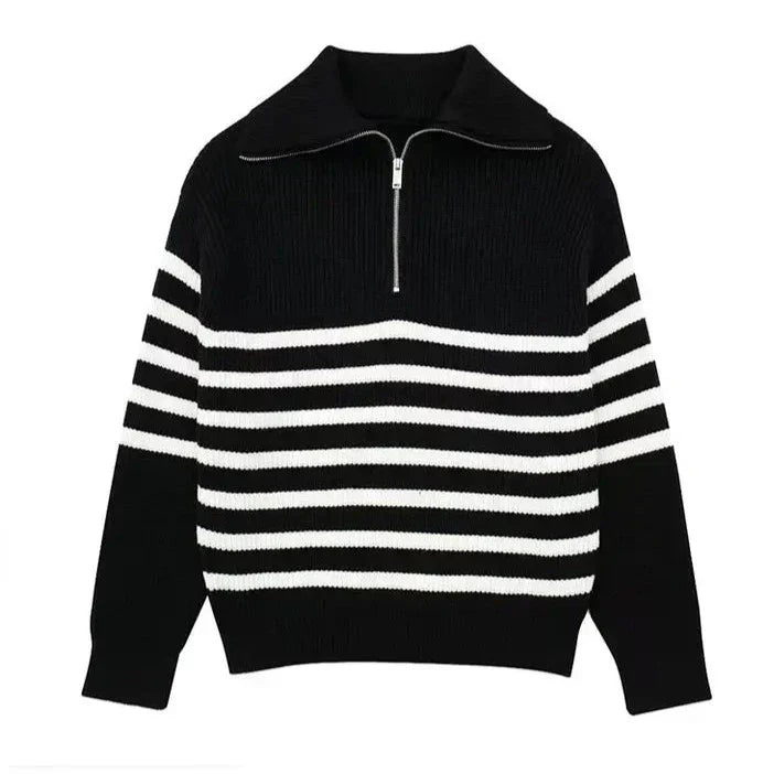 Varel | Pullover con zip a righe