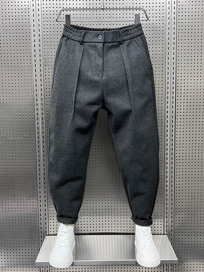 Varel | Pantaloni a vita alta con pieghe e vestibilità slim