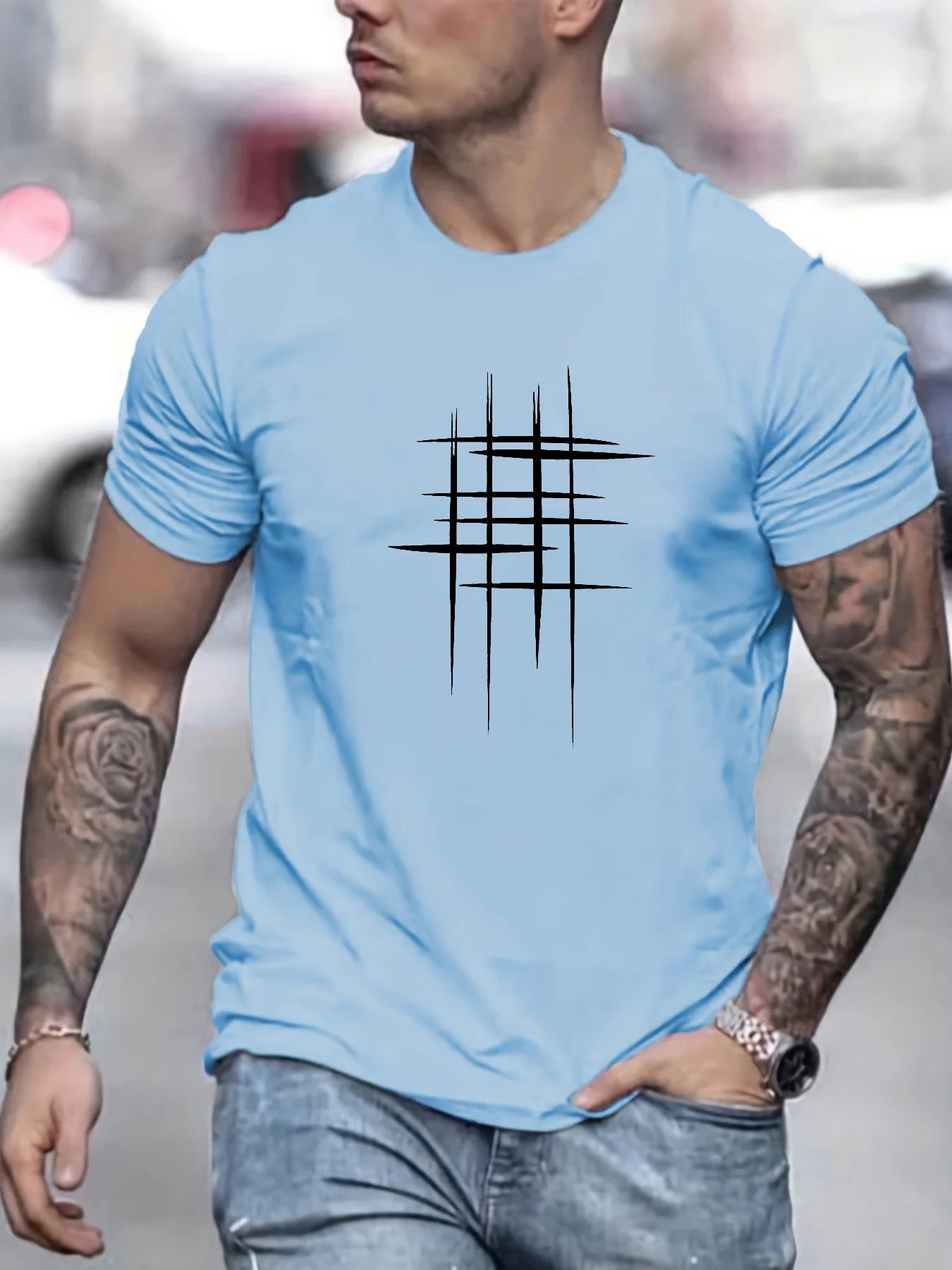 Varel | T-shirt elegante a collo rotondo con stampa grafica
