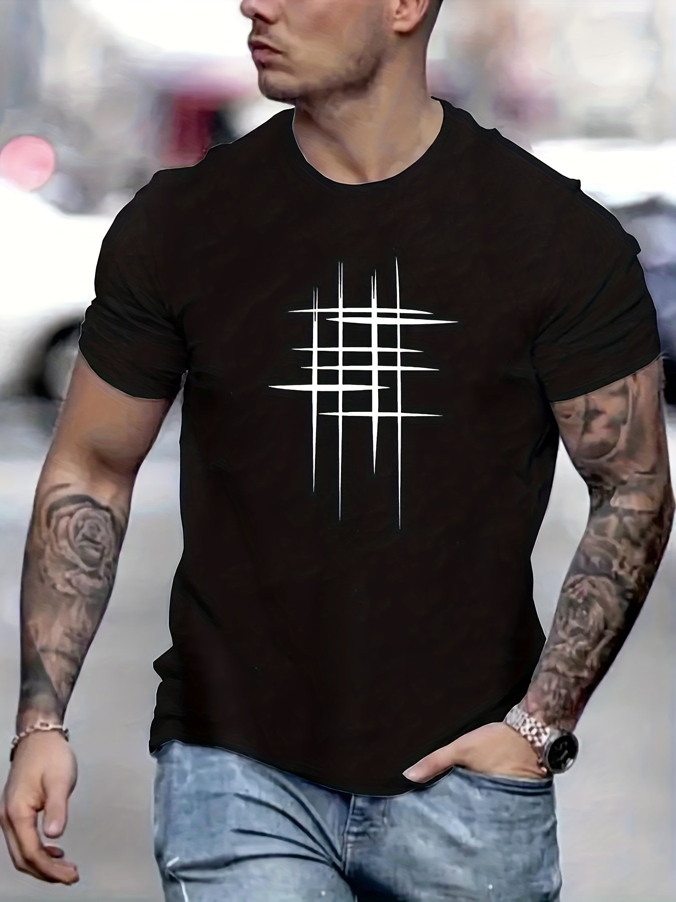 Varel | T-shirt elegante a collo rotondo con stampa grafica