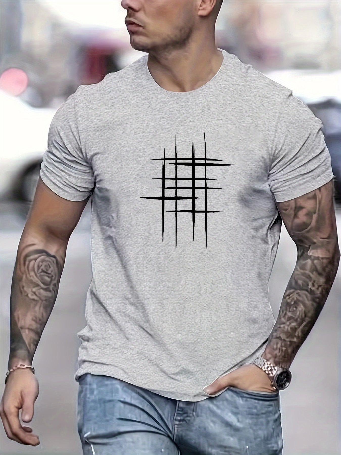 Varel | T-shirt elegante a collo rotondo con stampa grafica