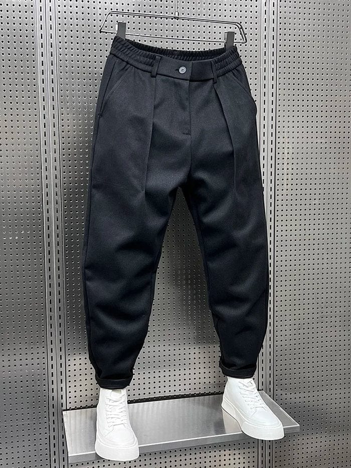 Varel | Pantaloni a vita alta con pieghe e vestibilità slim