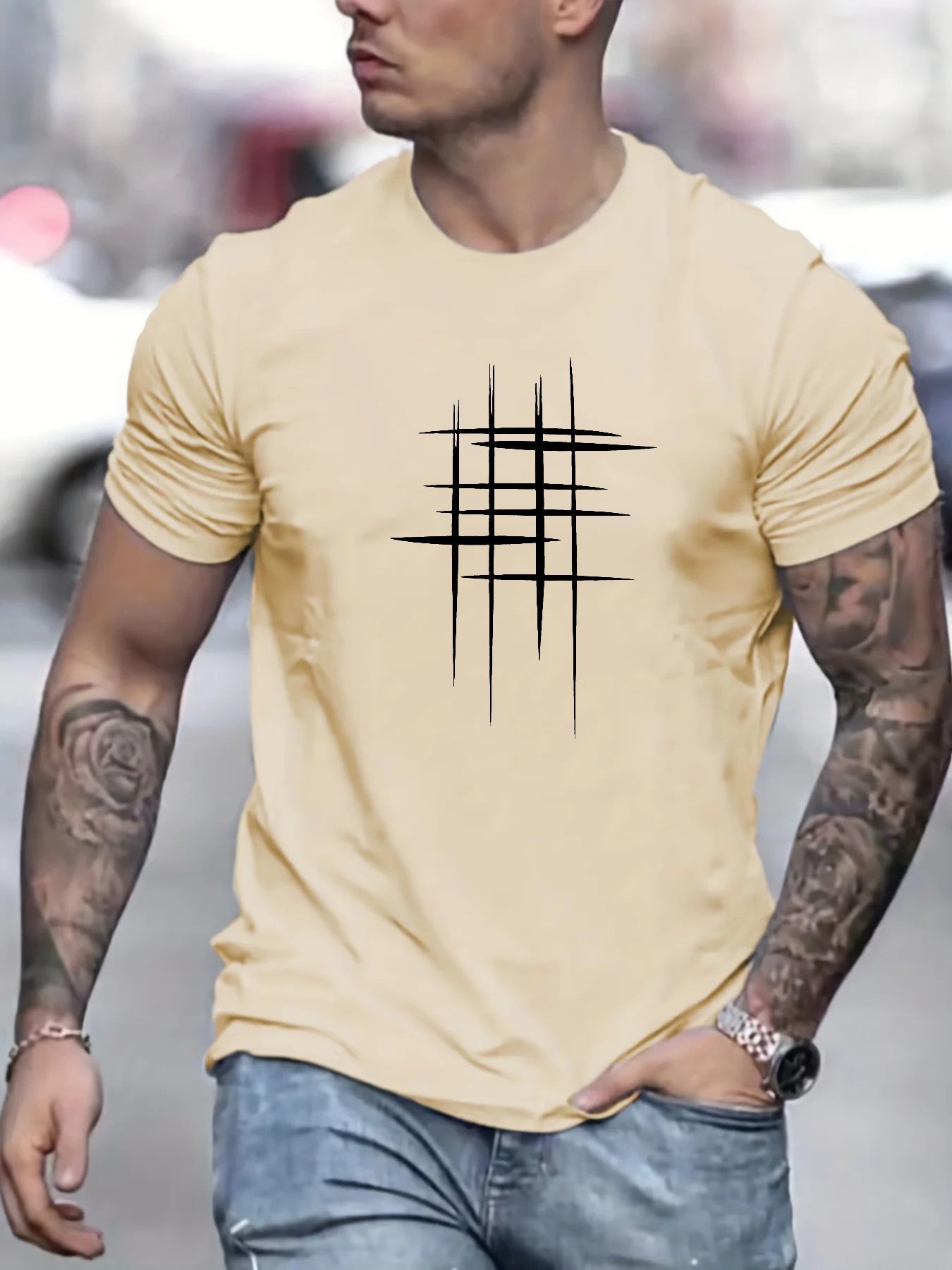 Varel | T-shirt elegante a collo rotondo con stampa grafica