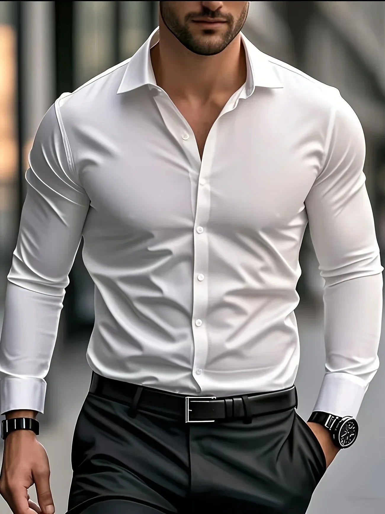 Varel | Camicia elegante a maniche lunghe con bottoni