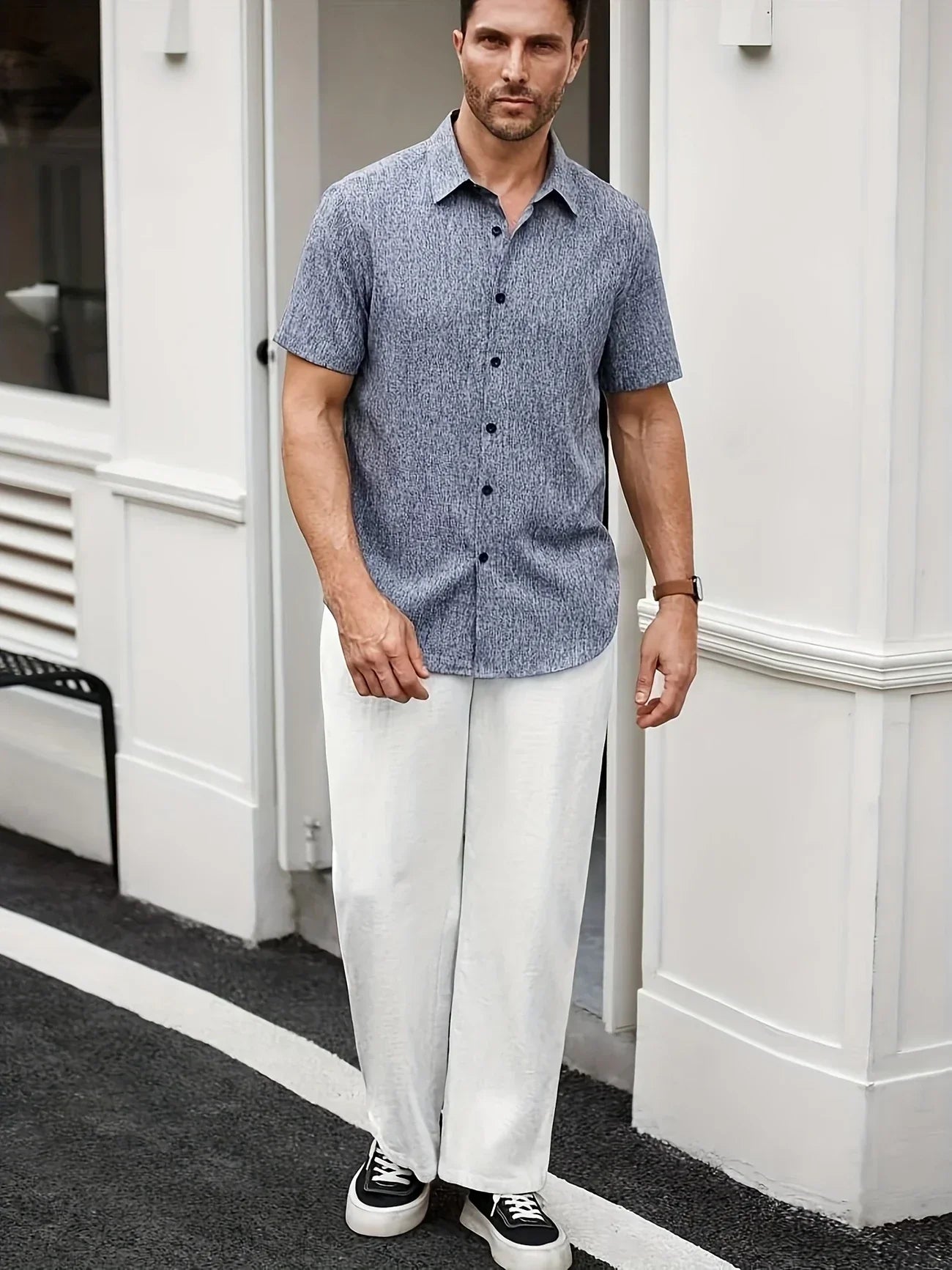 Varel | Camicia leggera a maniche corte in misto lino