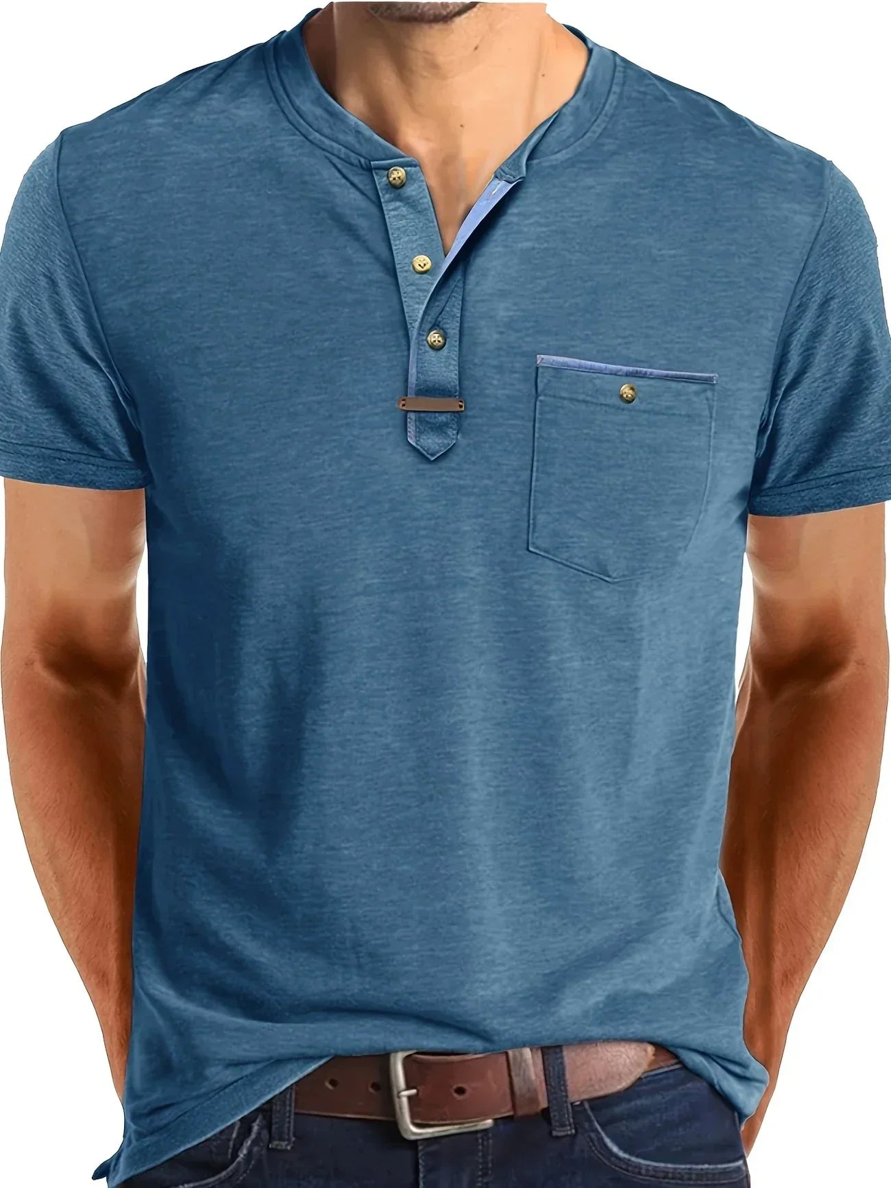 Varel | T-shirt elegante con colletto rotondo e tasca