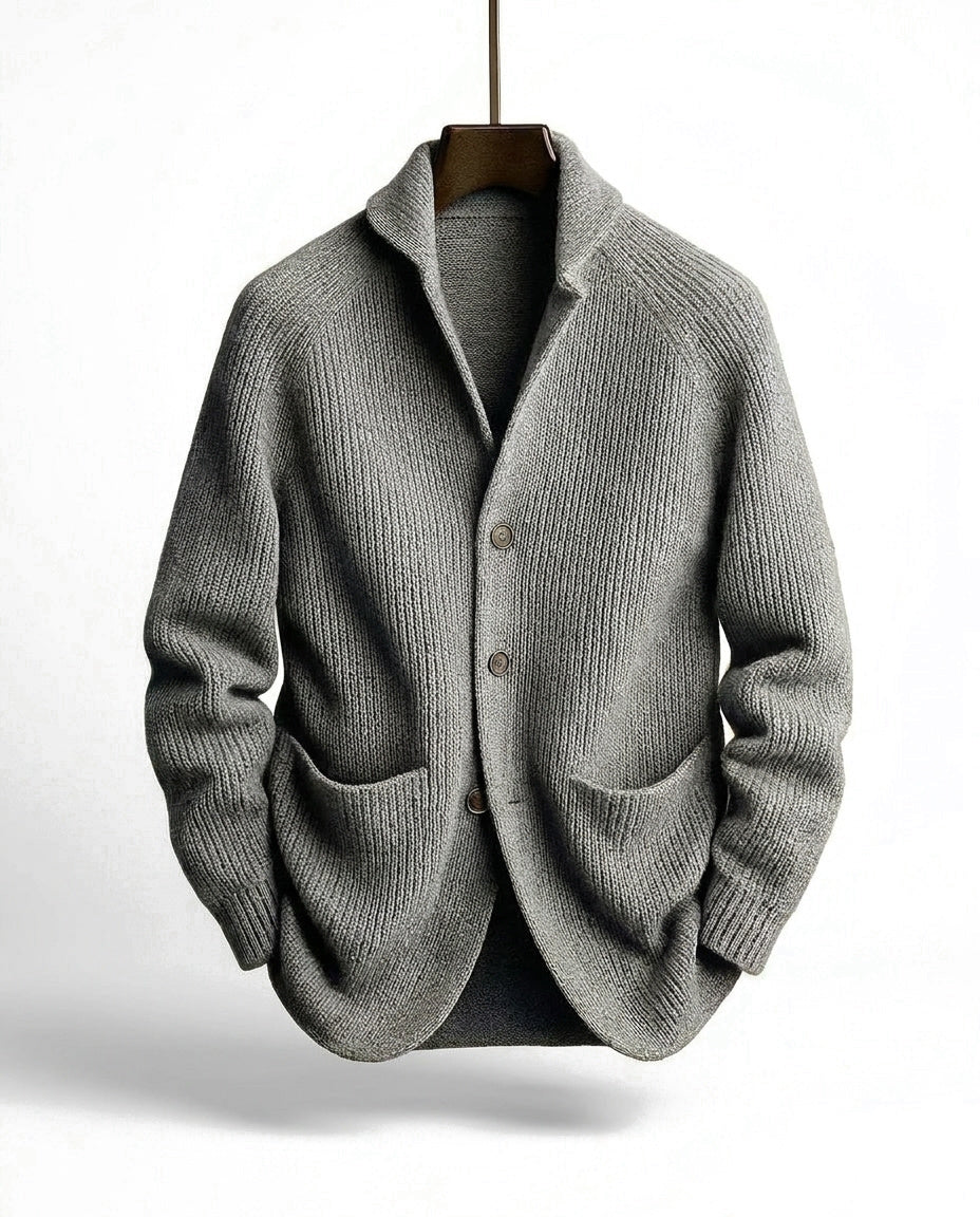 Varel | Cardigan in maglia con collo a scialle e chiusura con bottoni