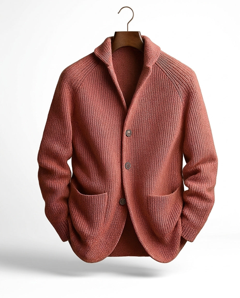 Varel | Cardigan in maglia con collo a scialle e chiusura con bottoni