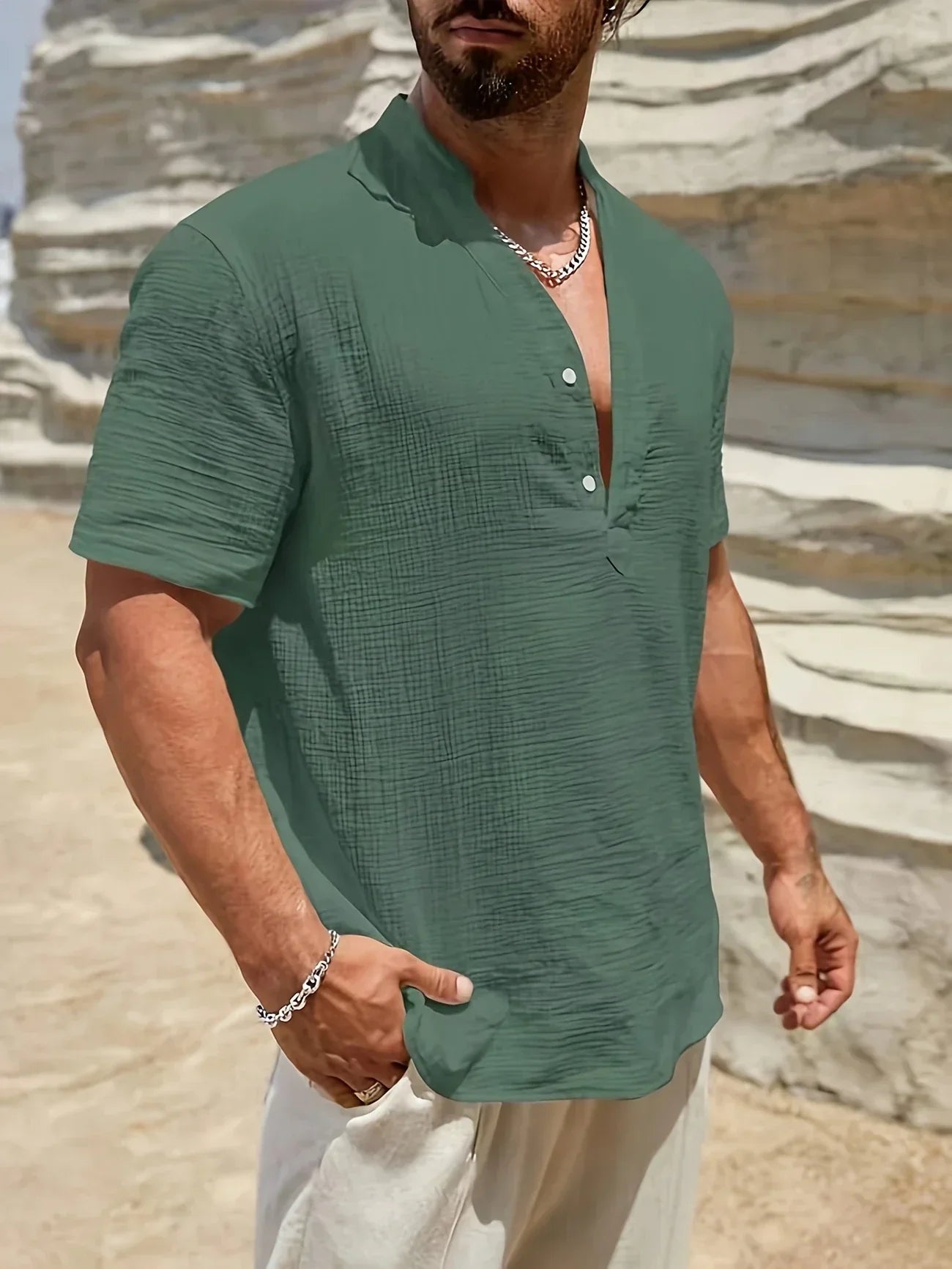 Varel | Camicia estiva elegante con colletto alto