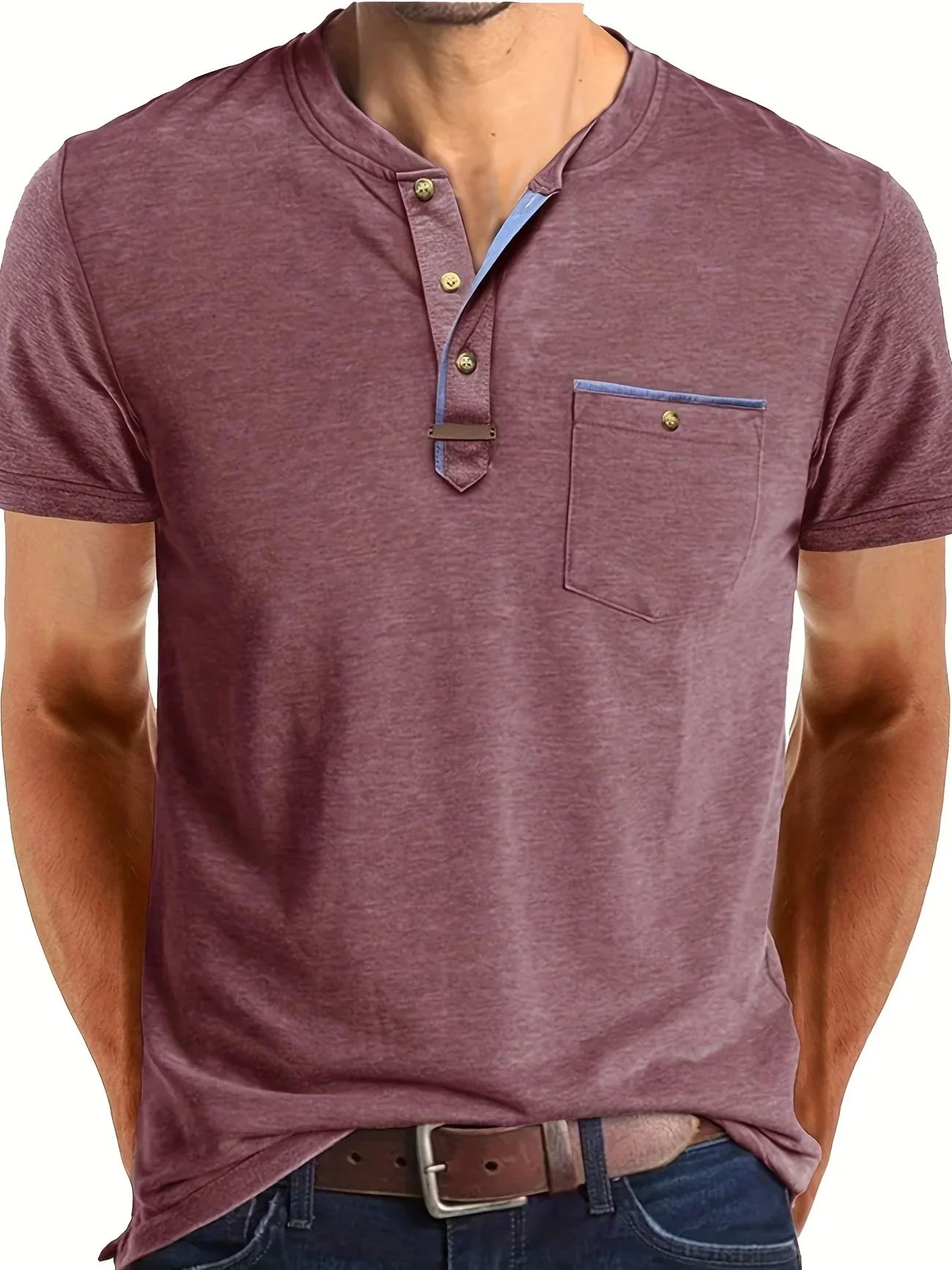 Varel | T-shirt elegante con scollo rotondo e tasca