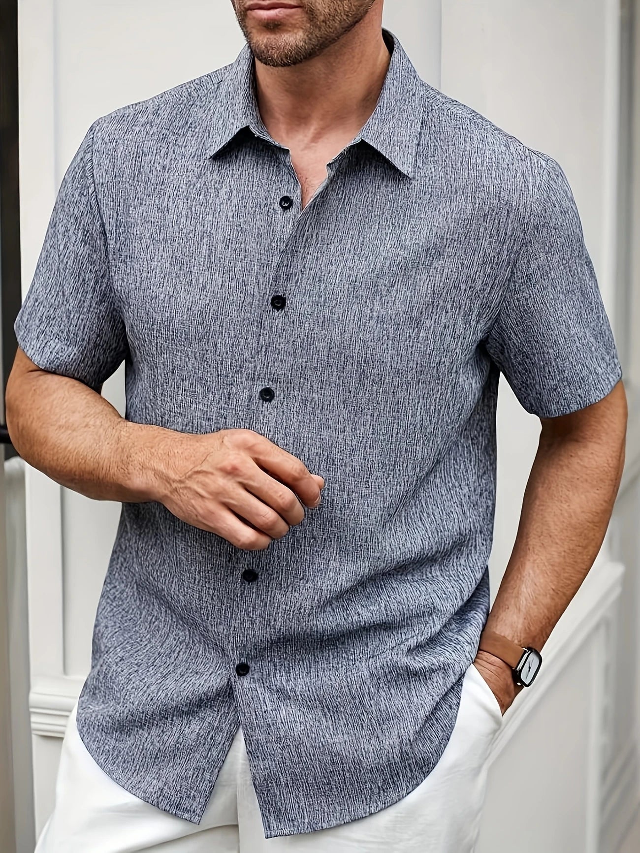Varel | Camicia leggera a maniche corte in misto lino