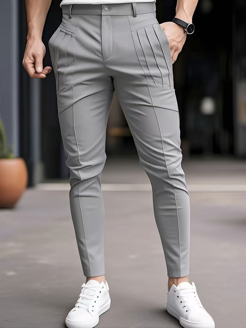 Varel | Pantaloni con pieghe e tasche, vestibilità slim