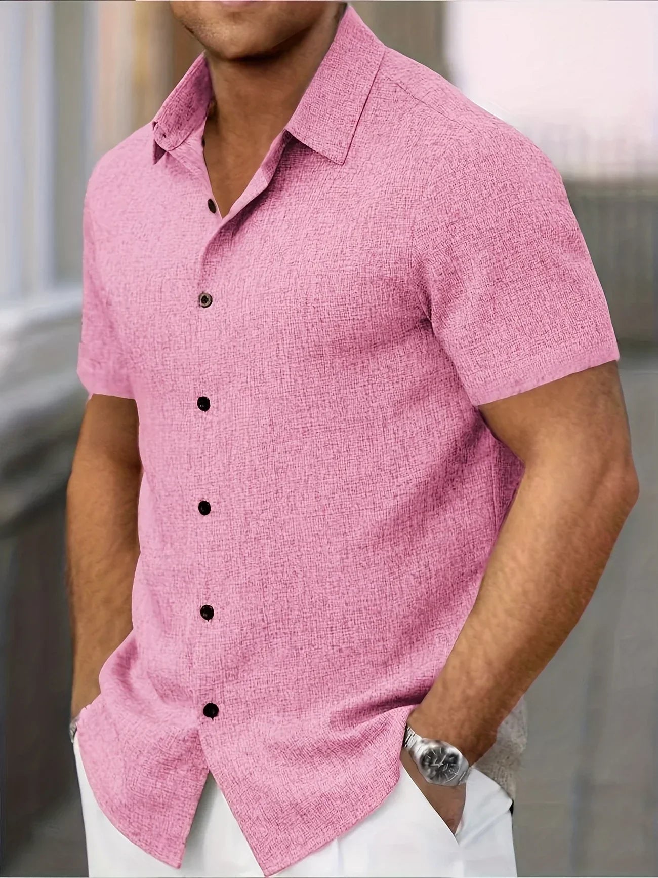 Varel | Camicia leggera a maniche corte in misto lino