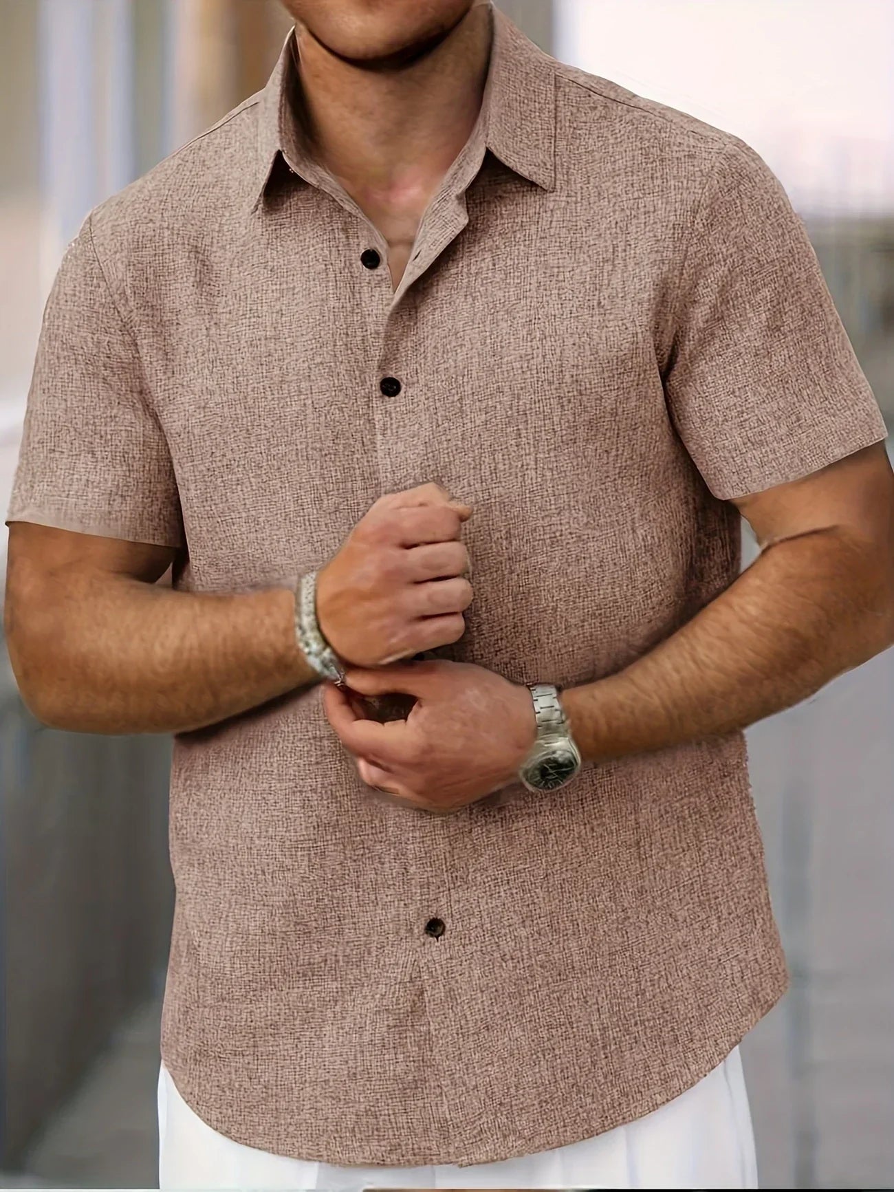 Varel | Camicia leggera a maniche corte in misto lino