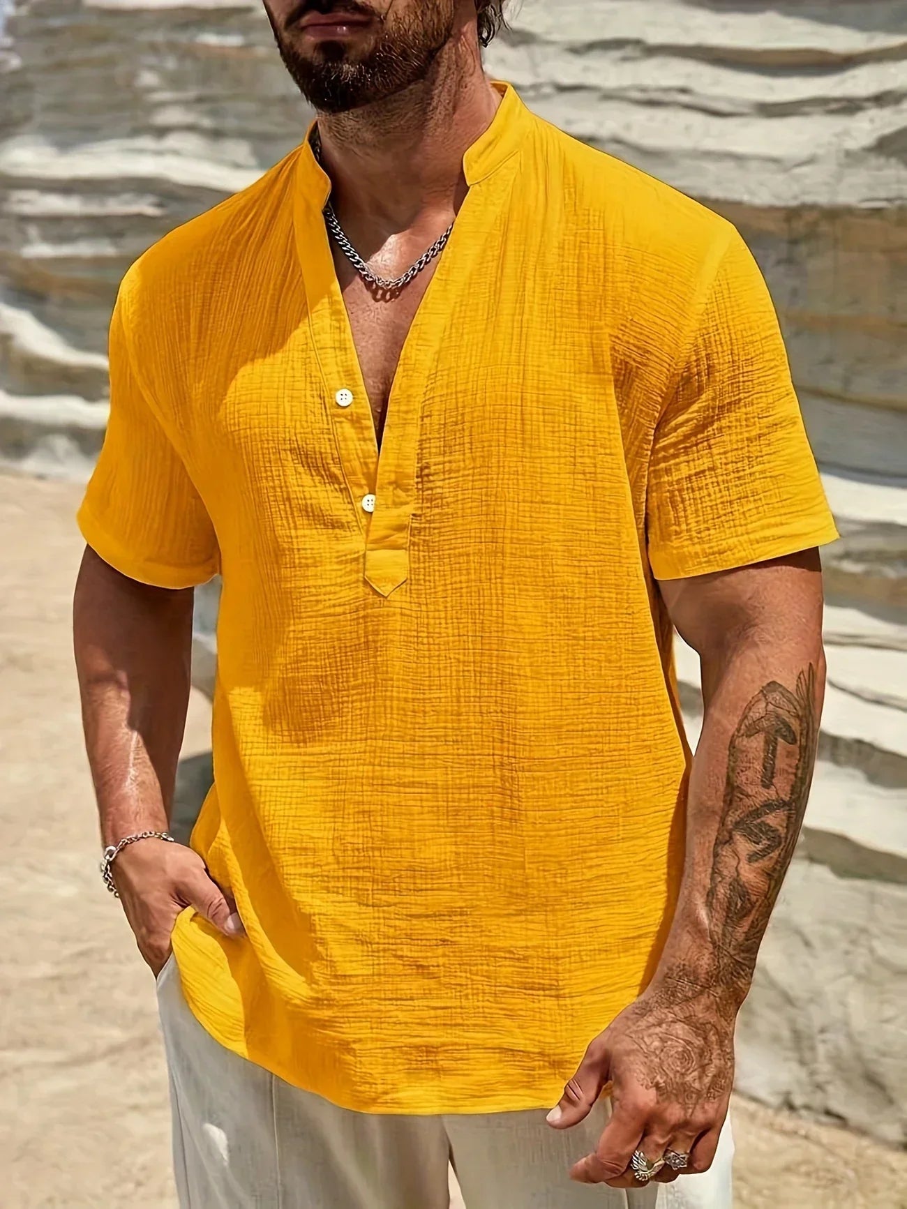 Varel | Camicia estiva elegante con colletto alto