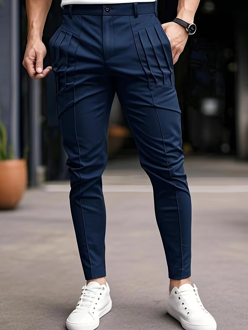 Varel | Pantaloni con pieghe e tasche, vestibilità slim