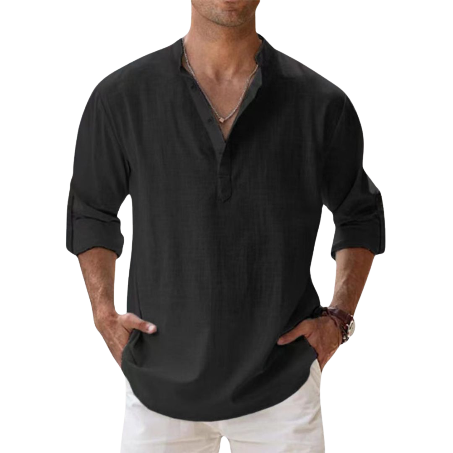 Varel | Camicia Henley in cotone effetto lino