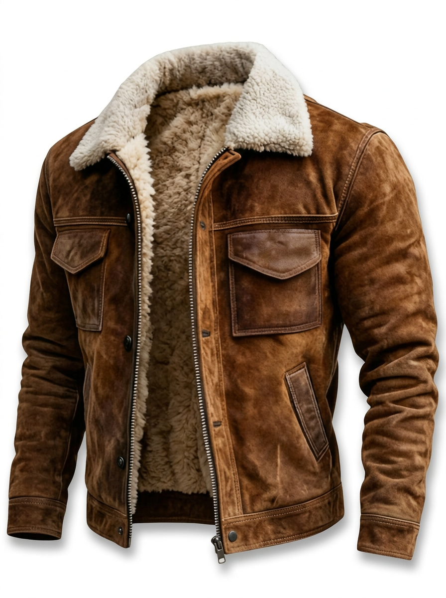 Varel | Giacca in pelle con sherpa