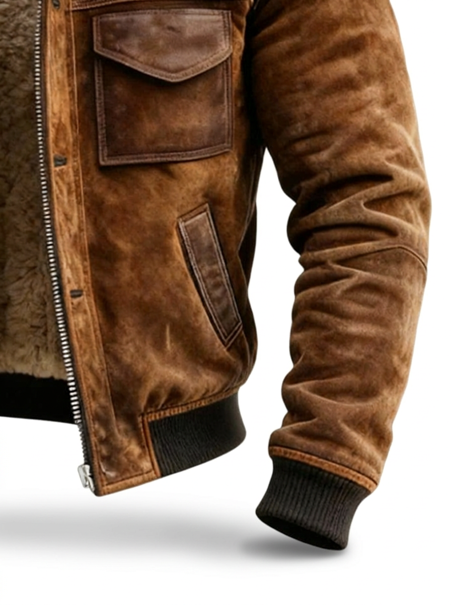 Varel | Giacca in pelle con sherpa
