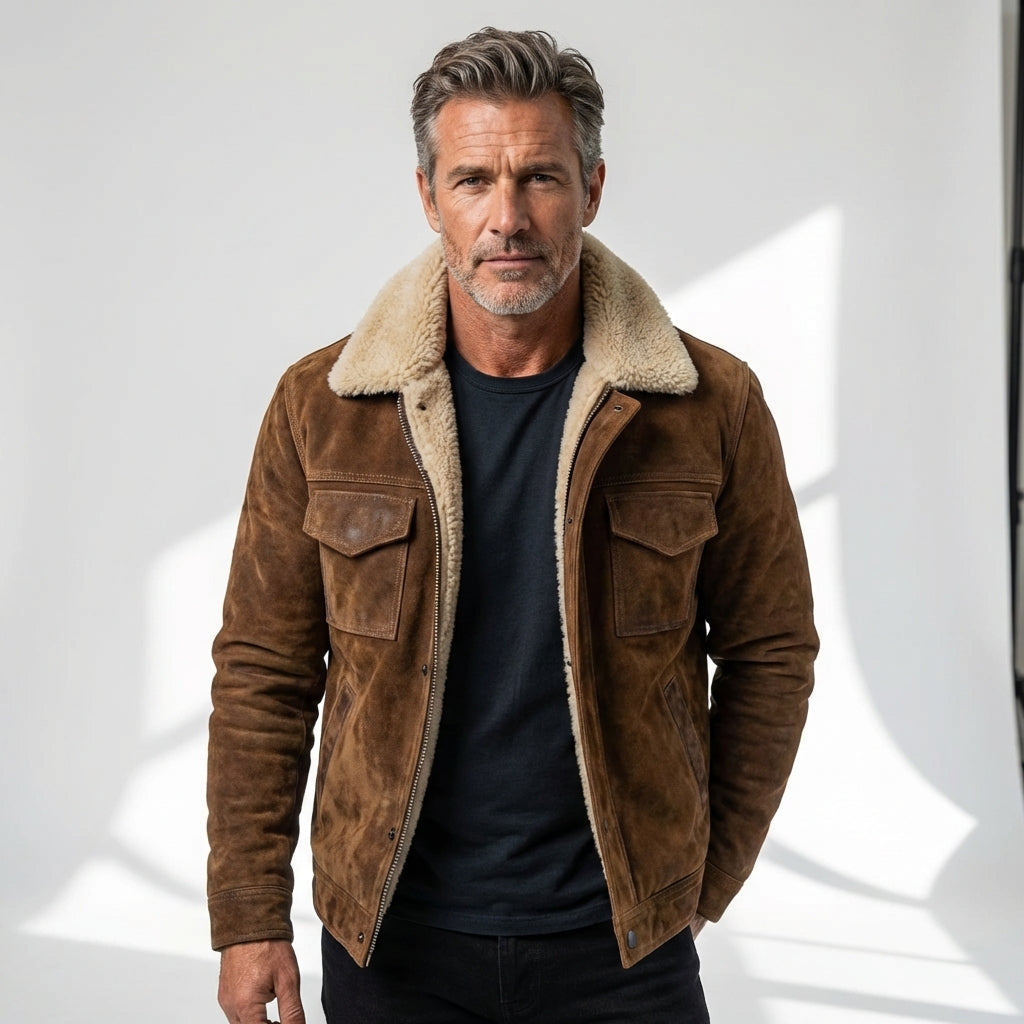 Varel | Giacca in pelle con sherpa