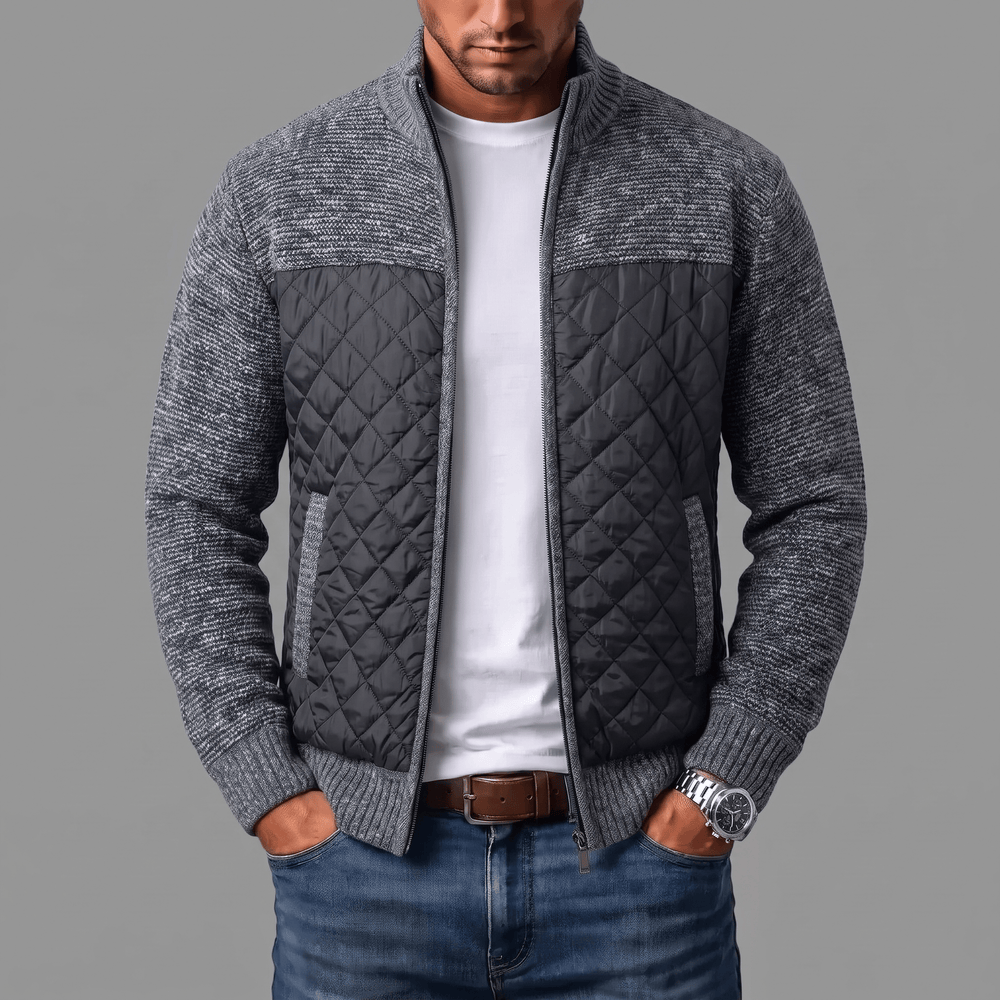 Varel | Giacca in maglia con pannelli trapuntati e zip integrale