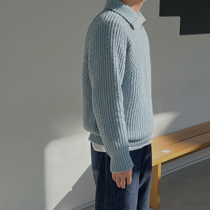 Varel | Pullover Azure a quarto di zip